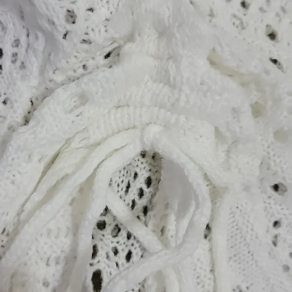 Jolie & Joy Long Sleeve Pierced Party Drawstring V Neck Loose Knit Women Sweater - Picture 2 of 3